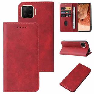 For OPPO F17 Magnetic Closure Leather Phone Case(Red)