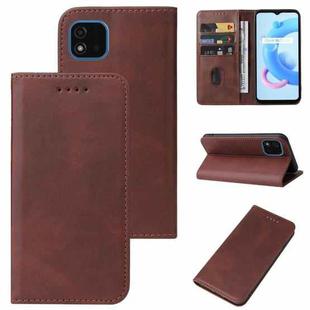 For Realme C11 2021 Magnetic Closure Leather Phone Case(Brown)