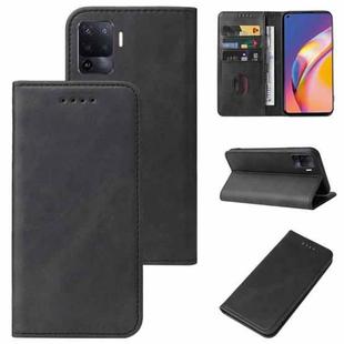 For OPPO Reno5 Lite Magnetic Closure Leather Phone Case(Black)