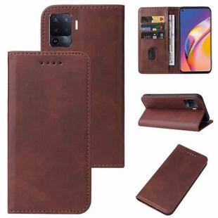 For OPPO Reno5 Lite Magnetic Closure Leather Phone Case(Brown)