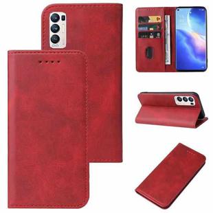 For OPPO Reno5 Pro+ Magnetic Closure Leather Phone Case(Red)