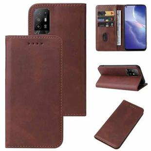 For OPPO Reno5 Z Magnetic Closure Leather Phone Case(Brown)