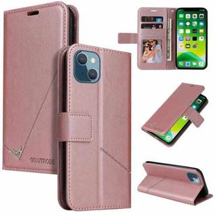 For iPhone 13 GQUTROBE Right Angle Leather Phone Case(Rose Gold)