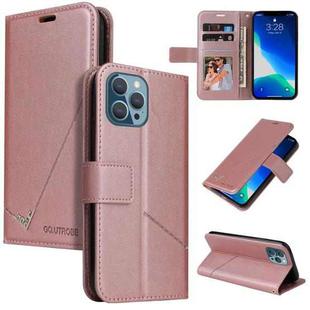 For iPhone 13 Pro GQUTROBE Right Angle Leather Phone Case (Rose Gold)