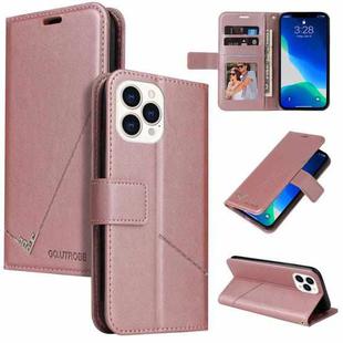 For iPhone 13 Pro Max GQUTROBE Right Angle Leather Phone Case (Rose Gold)