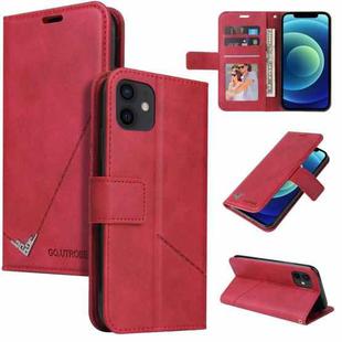 For iPhone 12 mini GQUTROBE Right Angle Leather Phone Case (Red)