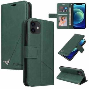 For iPhone 12 mini GQUTROBE Right Angle Leather Phone Case (Green)