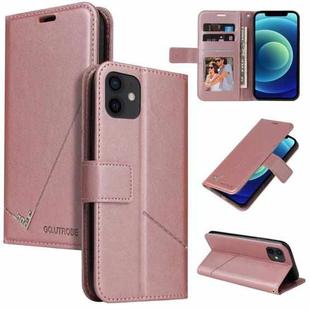 For iPhone 12 mini GQUTROBE Right Angle Leather Phone Case (Rose Gold)