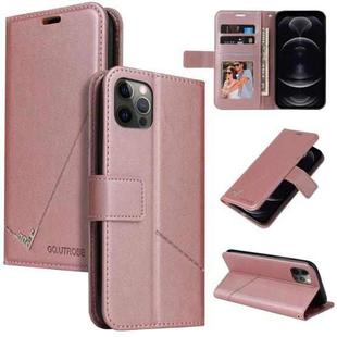 For iPhone 12 Pro GQUTROBE Right Angle Leather Phone Case(Rose Gold)