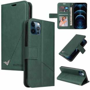 For iPhone 12 Pro Max GQUTROBE Right Angle Leather Phone Case(Green)