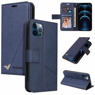 For iPhone 12 Pro Max GQUTROBE Right Angle Leather Phone Case(Blue)