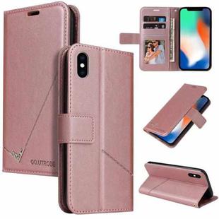 For iPhone X / XS GQUTROBE Right Angle Leather Phone Case(Rose Gold)