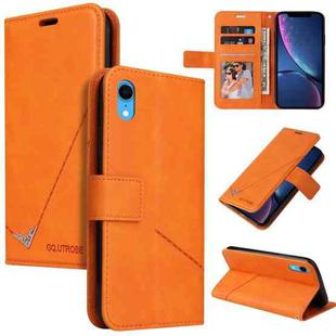 For iPhone XR GQUTROBE Right Angle Leather Phone Case(Orange)