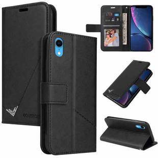 For iPhone XR GQUTROBE Right Angle Leather Phone Case(Black)