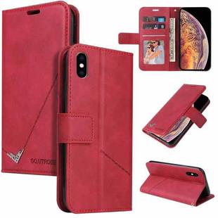 For iPhone XS Max GQUTROBE Right Angle Leather Phone Case(Red)