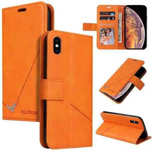 For iPhone XS Max GQUTROBE Right Angle Leather Phone Case(Orange)