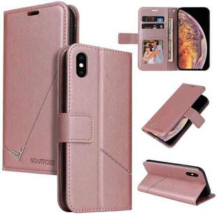 For iPhone XS Max GQUTROBE Right Angle Leather Phone Case(Rose Gold)