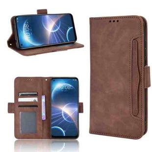 For HTC Desire 22 Pro Skin Feel Calf Texture Card Slots Leather Phone Case(Brown)