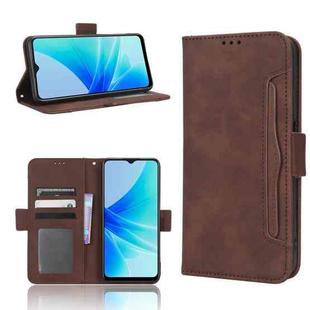 For OPPO A57 5G / 4G Skin Feel Calf Texture Card Slots Leather Phone Case(Brown)