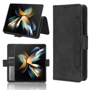 For Samsung Galaxy Z Fold4 5G Skin Feel Calf Texture Card Slots Leather Phone Case(Black)