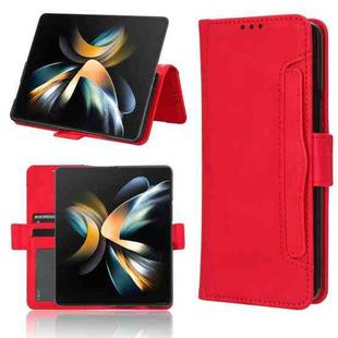 For Samsung Galaxy Z Fold4 5G Skin Feel Calf Texture Card Slots Leather Phone Case(Red)