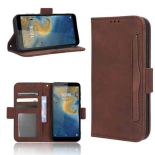 For ZTE Avid 589 Z5158 Skin Feel Calf Texture Card Slots Leather Phone Case(Brown)
