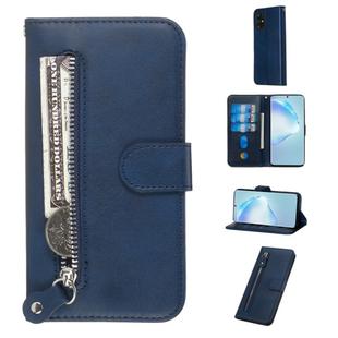 For Galaxy S20+ Fashion Calf Texture Zipper Horizontal Flip Leather Case with Stand & Card Slots & Wallet Function(Blue)