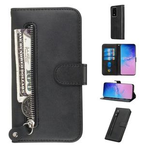 For Galaxy S20 Ultra Fashion Calf Texture Zipper Horizontal Flip Leather Case with Stand & Card Slots & Wallet Function(Black)