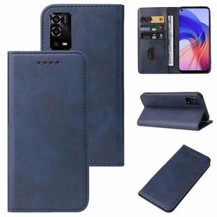 For OPPO A55 Magnetic Closure Leather Phone Case(Blue)