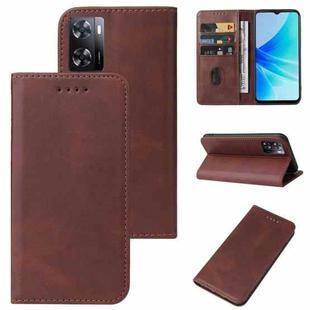 For OPPO A57 4G Magnetic Closure Leather Phone Case(Brown)