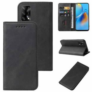 For OPPO A74 4G Magnetic Closure Leather Phone Case(Black)