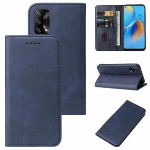 For OPPO A74 4G Magnetic Closure Leather Phone Case(Blue)