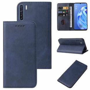 For OPPO F15 Magnetic Closure Leather Phone Case(Blue)