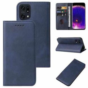 For OPPO Find X5 Pro Magnetic Closure Leather Phone Case(Blue)