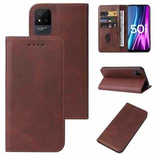 For Realme Narzo 50i Magnetic Closure Leather Phone Case(Brown)