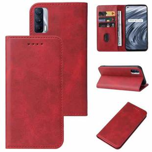 For Realme V15 Magnetic Closure Leather Phone Case(Red)