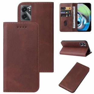 For Realme V23 Magnetic Closure Leather Phone Case(Brown)