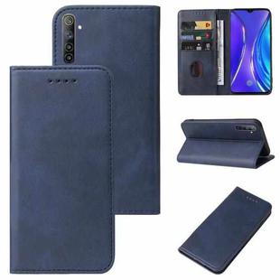 For Realme X2 Magnetic Closure Leather Phone Case(Blue)