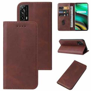 For Realme X7 Pro Ultra Magnetic Closure Leather Phone Case(Brown)
