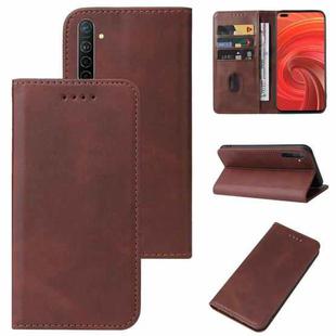 For Realme X50 Pro 5G Magnetic Closure Leather Phone Case(Brown)