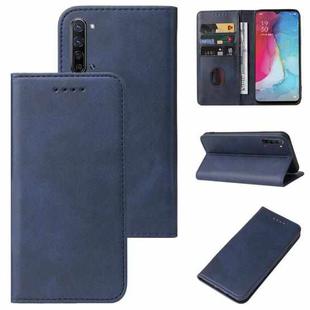 For OPPO Reno3 5G Magnetic Closure Leather Phone Case(Blue)