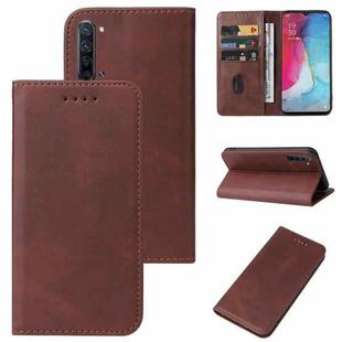 For OPPO Reno3 5G Magnetic Closure Leather Phone Case(Brown)
