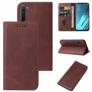 For OPPO Reno3 Youth Magnetic Closure Leather Phone Case(Brown)