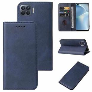 For OPPO Reno4 F Magnetic Closure Leather Phone Case(Blue)