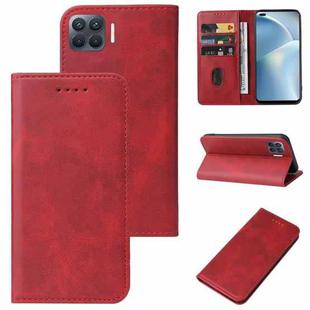For OPPO Reno4 F Magnetic Closure Leather Phone Case(Red)