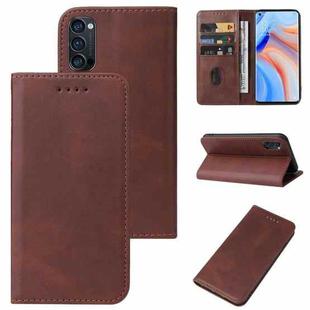 For OPPO Reno4 Pro 5G Magnetic Closure Leather Phone Case(Brown)