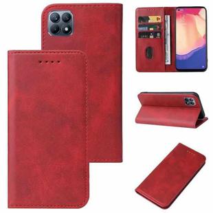 For OPPO Reno4 SE Magnetic Closure Leather Phone Case(Red)