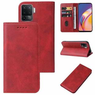 For OPPO Reno5 F Magnetic Closure Leather Phone Case(Red)
