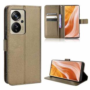 For ZTE Axon 40 Pro Diamond Texture Leather Phone Case(Brown)