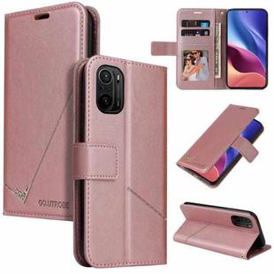 For Xiaomi Poco F3 GQUTROBE Right Angle Leather Phone Case(Rose Gold)